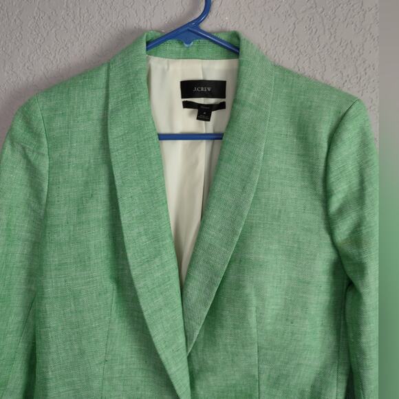 J. Crew Parke Blazer Stretch Linen Green Size 4 H9710 - Picture 8 of 13